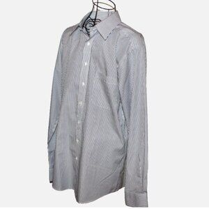 Roundtree & Yorke Gold Label Slim Fit Dress Shirt 16 34 Blue White Pinstripe